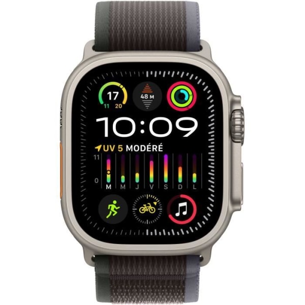 Apple Watch Ultra 2 GPS + Cellular - 49 mm - Titanfodral - Blå/svart Trail Loop-rem - S/M