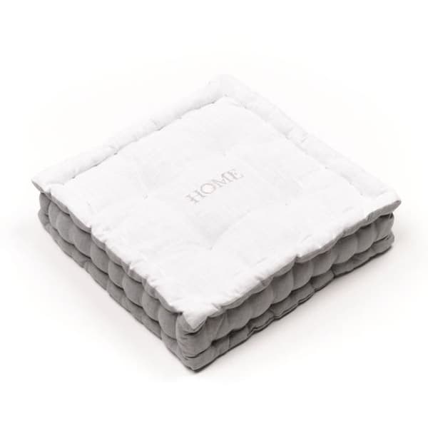 Golvkudde - TODAY - CHARME - Slub x Chambray x Broderie Capucine - 40 x 40 x 10 cm