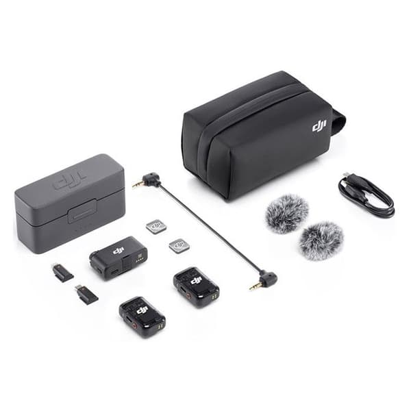 Trådlös mikrofon - DJI - Mikrofon 2 - 2 TX + 1 RX - Brusreducering - 18 timmars batteritid