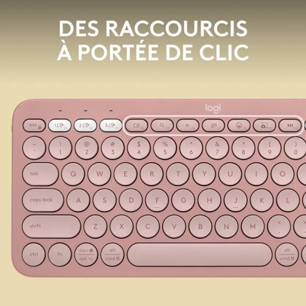 LOGITECH - Trådlöst tangentbord - Pebble Keys 2 M380s - Bluetooth - Easy-Switch-knapp - Rosa - (920-011805)