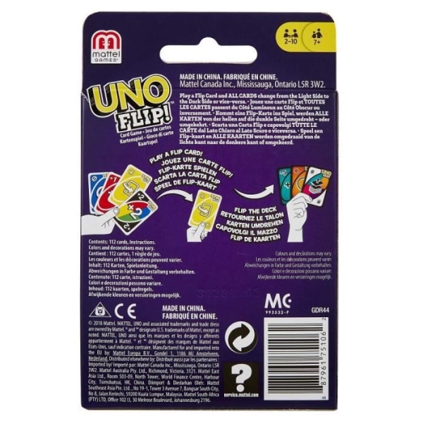 UNO - Flip Side - Family Card Game - Uno med vändbara kort