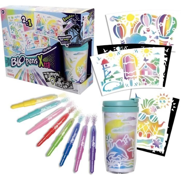 Blopens - LANSAY - Créa'mug - 9 stenciler - 1 mugg - Från 6 år