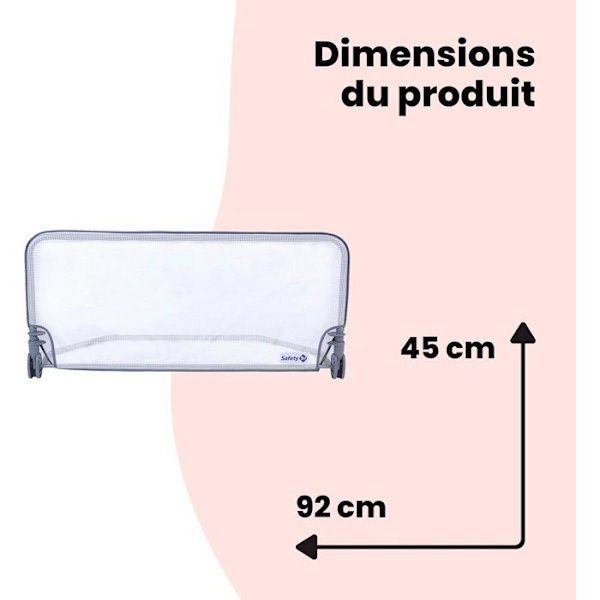 SÄKERHET 1ST Standard barnsängstång 90 cm - Grå