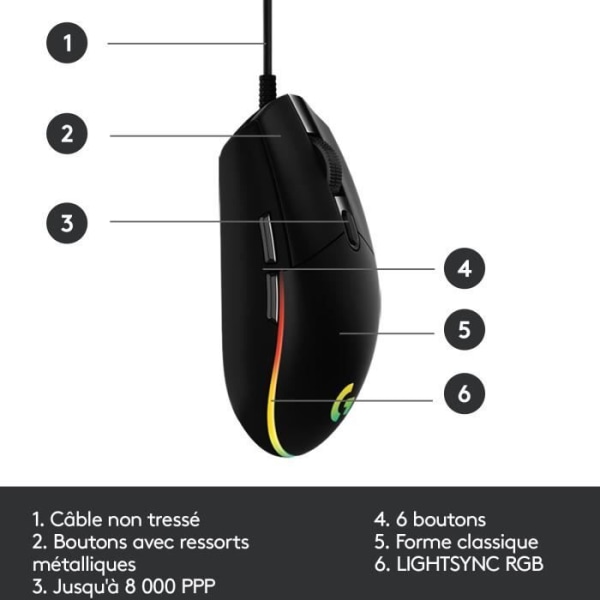 Logitech - G203 LightSync RGB Gaming Mouse - Svart