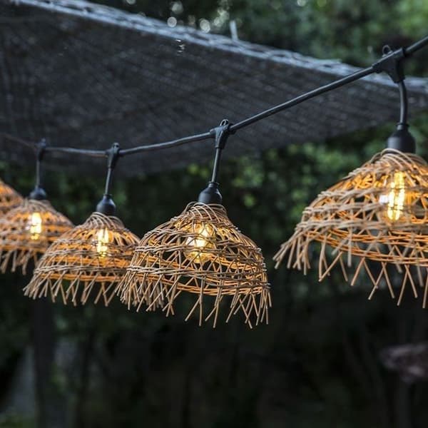 Strängljus - LUMISKY - Hawaii Light - Anslutbar - Utomhus - Polyrattan lampskärm - 10 E27 LED glödlampor