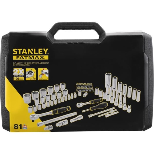 STANLEY FATMAX ¼ '' + ½ '' SOCKET SET - 81 PCS SET - FATMAX