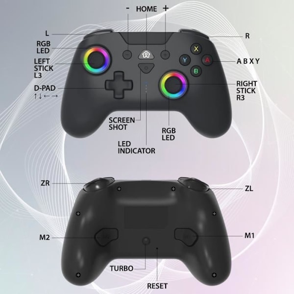 Trådlös kontroll - SUBSONIC - Switch 2 / Switch - Programmerbara lysdioder - Vibrationer - Gyroskop - Svart