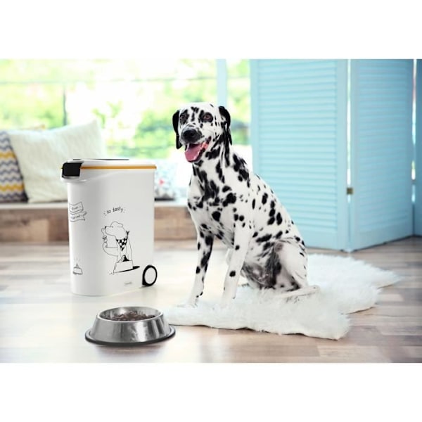 CURVER Torrfoderbehållare 54 L / 20 kg - Middag husdjur - Vit - 49,3 x 27,8 x 60,5 cm - För hundar