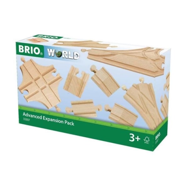 BRIO World - 33307 - Evolution Avance 11 Rails Set - Tillbehör för trätågspår - Sortiment av Rails - från 3 år