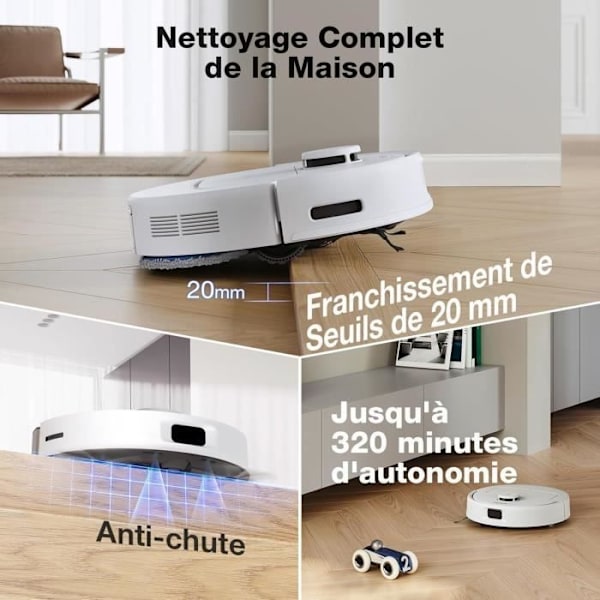 Robotdammsugare med automatisk tömningsstation - ECOVACS N30 Pro OMNI - Power 10000Pa - Varmvattenrengöring