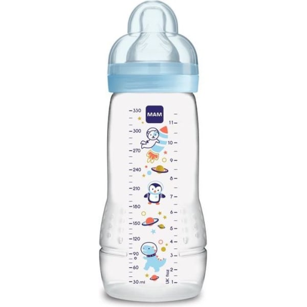 MAM Easy Active 2nd Age Baby Bottle Decorated - 330 ml - från 6 månader - Flow Spene X - Blue