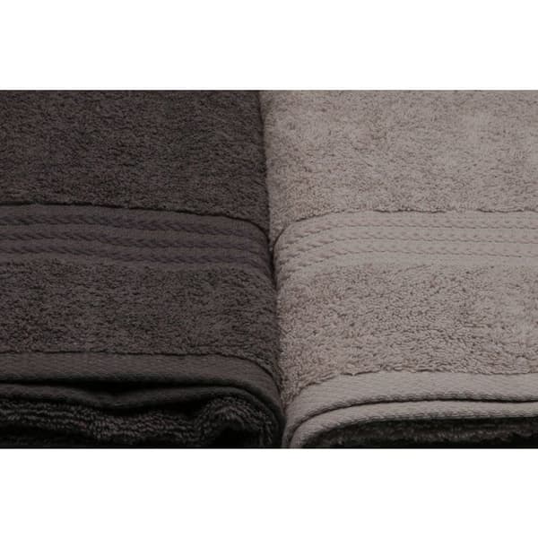 Set med 4 badhanddukar - 70 x 140 cm - Vit, Grå, Mörkgrå, Svart