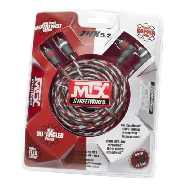 MTX RCA kabel StreetWires ZNX5.2 5 m Balanserad 100% ZeroNoise koppar