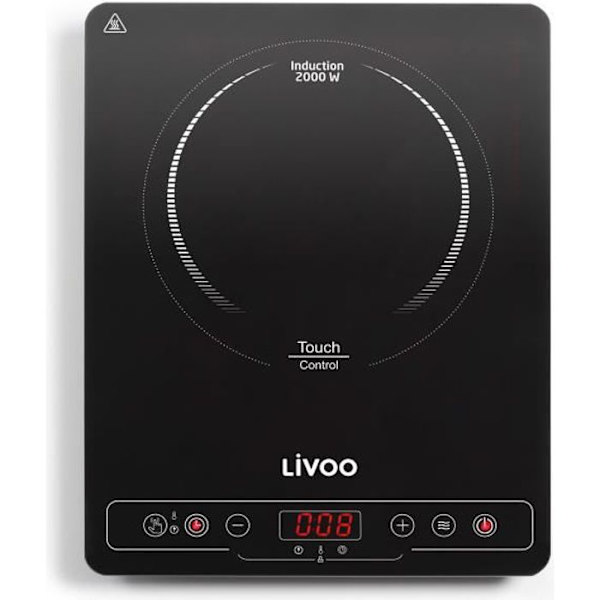 LIVOO DOC235 Enkel induktionshäll - 22cm - från 60 ° till 240 ° - Svart Svart