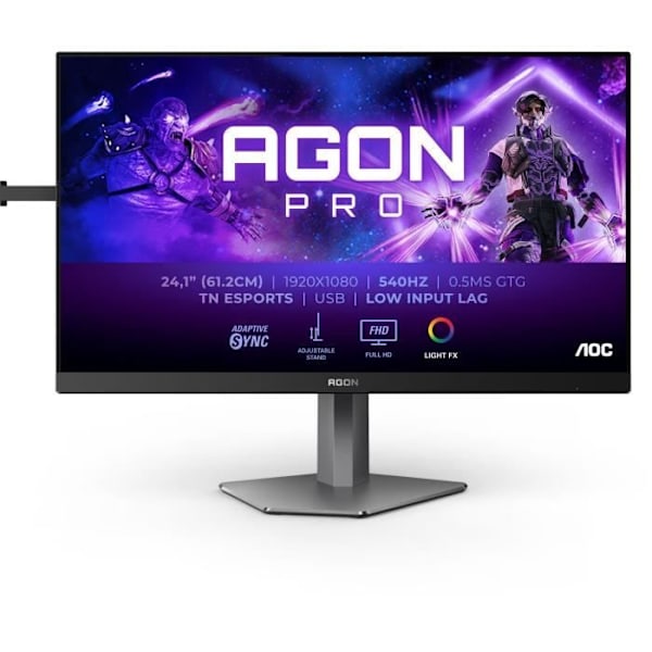 PC-skärm - AOC - AG246FK - 24 FHD - TN panel - 540Hz - 0,5ms - Justerbar i höjdled - 2 HDMI 1 DP - Adaptiv synkronisering - Svart Svart