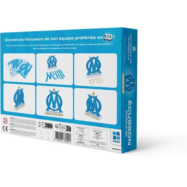 3D-pussel - MEGABLEU - Olympique de Marseille Crest - 40 bitar - Ålder 7+