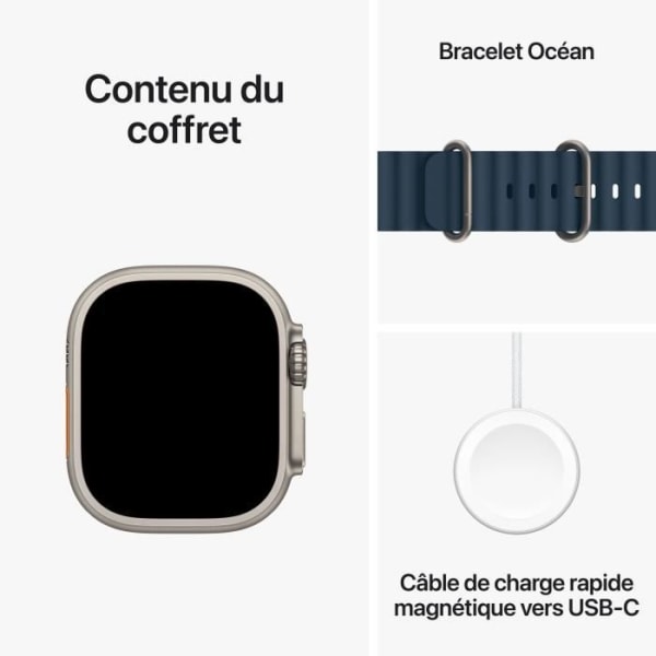 Apple Watch Ultra 2 GPS + Cellular - 49 mm - Titanfodral - Blue Ocean Band Armband