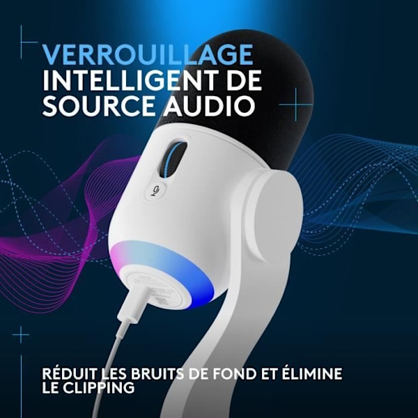 Logitech G Yeti GX Dynamic RGB-spelmikrofon med LIGHTSYNC för PC/Mac - Vit