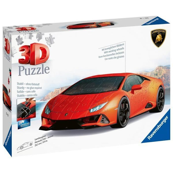 3D-pussel Lamborghini Huracán EVO Orange Edition (med rutnät) - Specialformer - 00011571