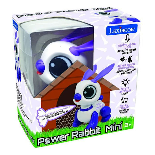 Power Rabbit Mini - Kaninrobot med ljus- och ljudeffekter, handklappningskontroll, upprepning