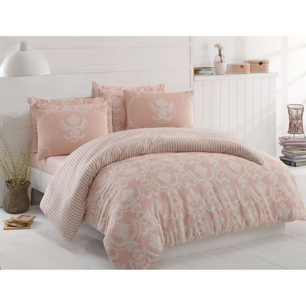 Bäddset - 1 påslakan 220 x 240 cm + 2 örngott 60 x 60 cm - 65% bomull, 35% polyester - Puderfärgad