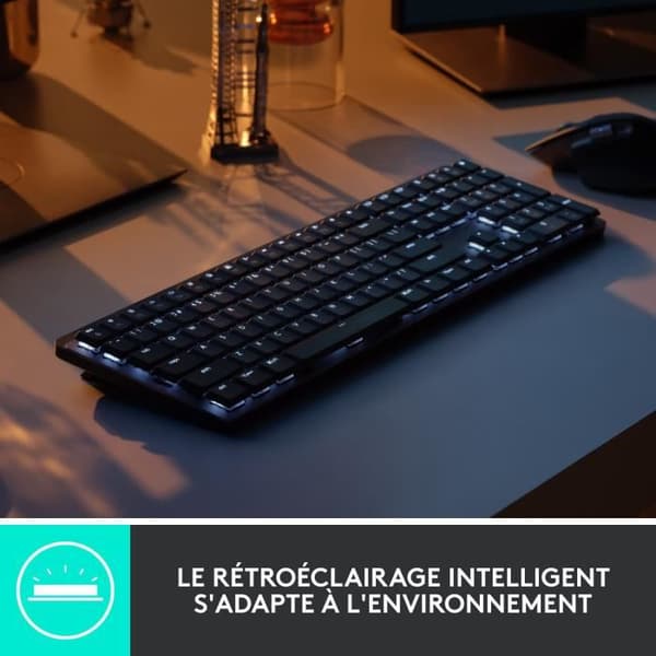Logitech - Trådlöst tangentbord - MX - Mekaniskt - Prestanda Bakgrundsbelyst - Grafit
