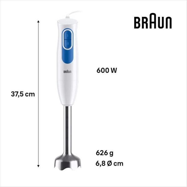 BRAUN MQ20.236M handmixer - 600 W motor - 2 hastigheter - EasyTwist system