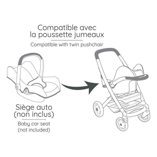 SMOBY - Maxi-Cosi Twin Barnvagn Rosa - från 3 år
