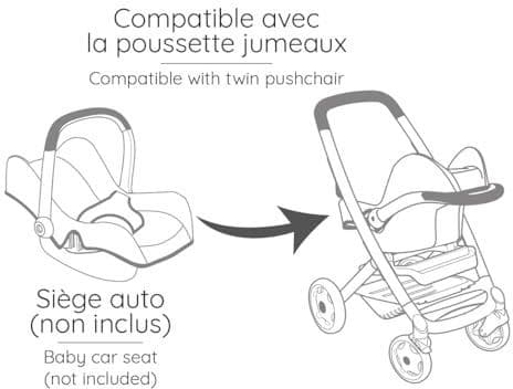 SMOBY - Maxi-Cosi - Tvillingvagn, Beige - För dockor - Från 3 år