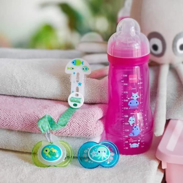 MAM babyflaska Easy Active 2: a åldersfärgad 330 ml Girl Teat Flow X