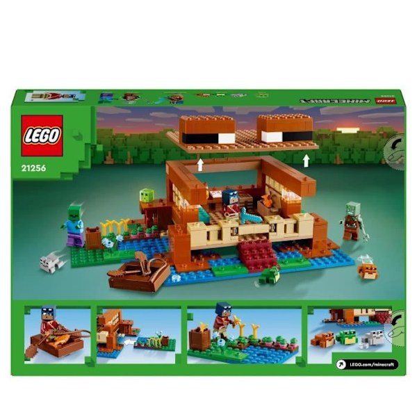 LEGO 21256 Minecraft Grodhuset, leksak med djurminifigurer, karaktärer: zombie och utforskare