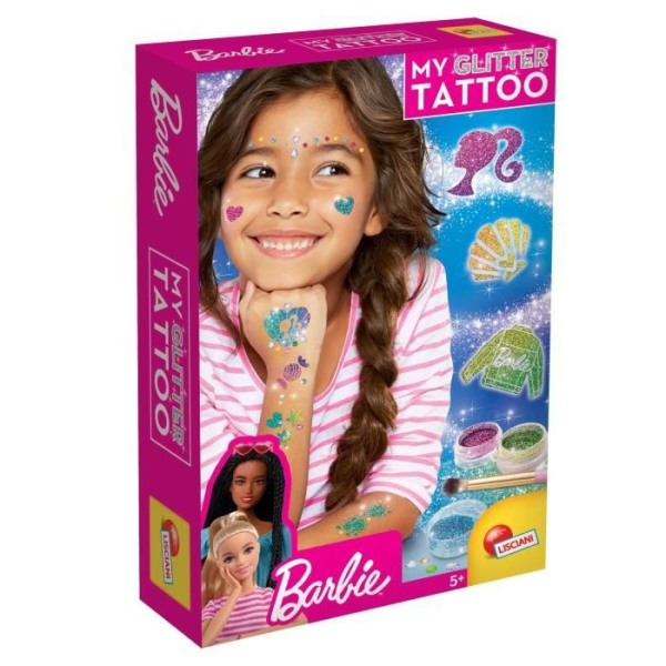 Barbie Glitter Tattoo Kit - LISCIANI GIOCHI - Skapa färgglada, glittrande tatueringar