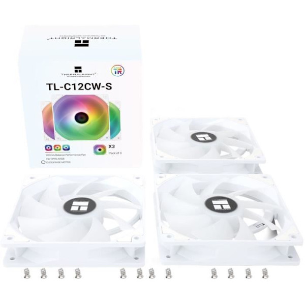 Thermalright - TL-C12CW-S (Vit) - 3x120mm - För PC-chassi - 3-pack