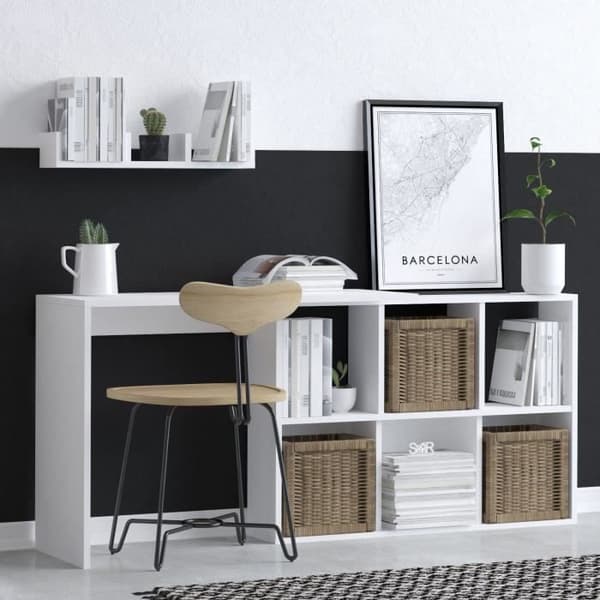 Elegant skrivbord - JACK - Vit / Ek - 145 x 74 x 45 cm