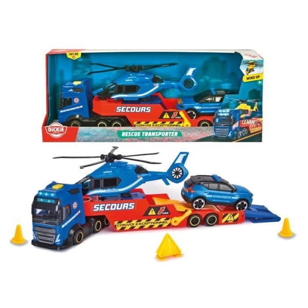 Dickie - 40 cm lastbil + helikopter + gendarmerifordon - från 3 år