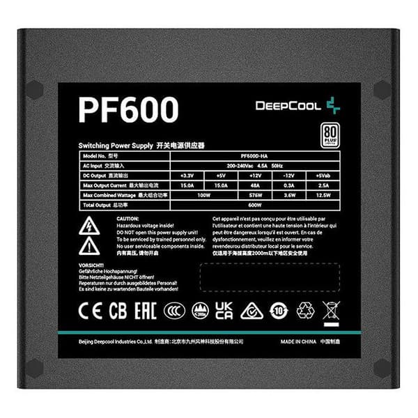 PC-nätaggregat - DEEPCOOL - R-PF600D-HA0B-EU - PF600 (80+ Vit) - 600 W - ATX12V V2.4