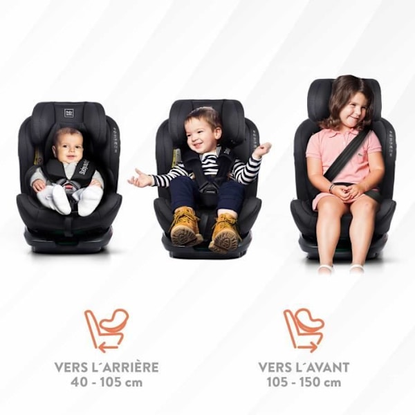 Bilbarnstol - BABYAUTO - GYRO BLACK LINE EMBOSSED - Från födsel till 12 år - 0-36 kg - I-Size - ISOFIX - 360° vridbar - R129