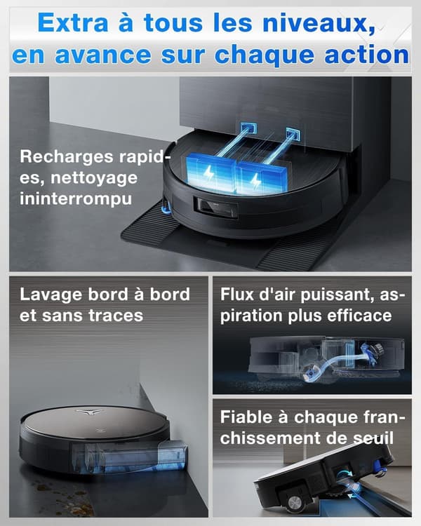 ECOVACS X11 PRO OMNI - Robotdammsugare och mopp med blästring - 19500 Pa - Ultrasnabb PowerBoost - OZMO Roller 2.0 - ZeroTangle 3.0