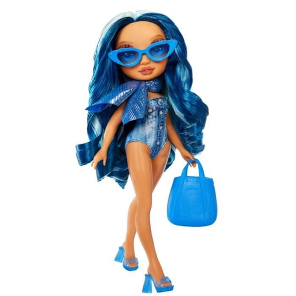 Rainbow High Swim & Style - Ledad modedocka 27 cm - Skyler (Blå) - Baddräkt + Pareo - från 4 år