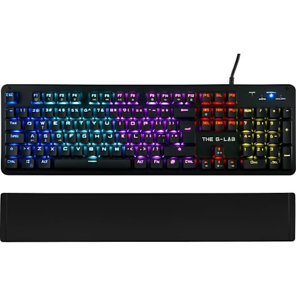 THE G-LAB Gaming Carbon Backlit mechanisk tangentbord - Switch Blues - handledsstöd - FR