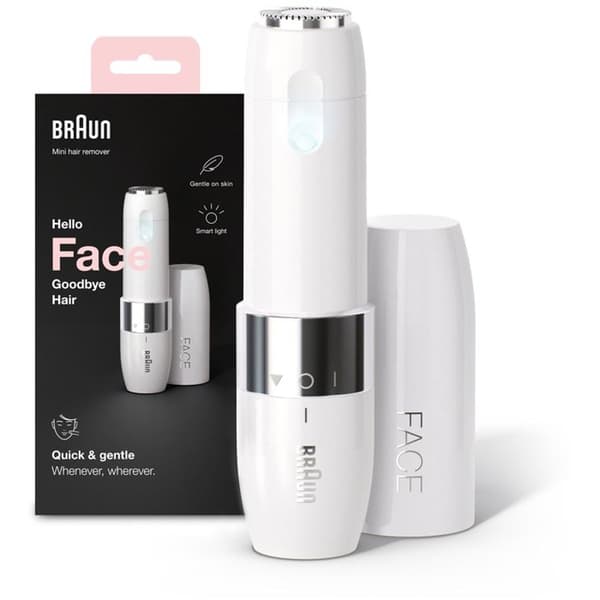 Braun Face Mini FS1000 vit elektrisk ansiktshyvel för kvinnor med Smartlight vit one size