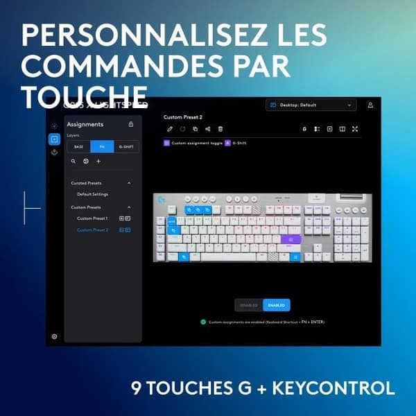 Speltangentbord - trådlöst - Logitech G - G915 X - Touch switch - AZERTY - Vit