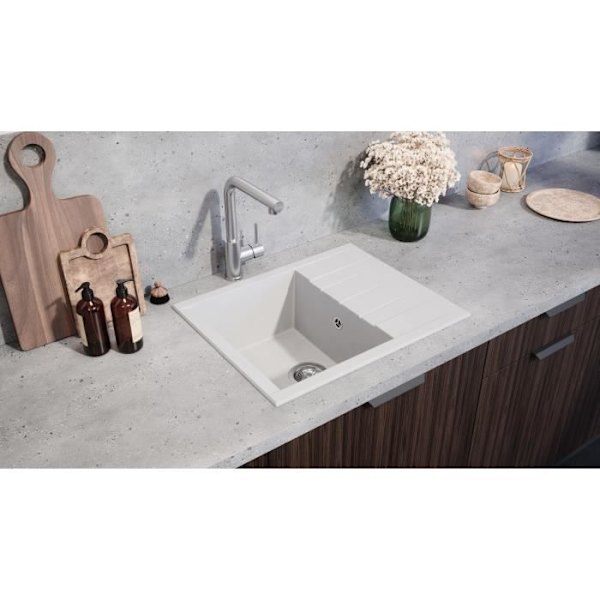Diskbänk - SMC-harts - Vit - Inbyggd - STRADOUR - Kub 1C XS - 62 x 50 cm