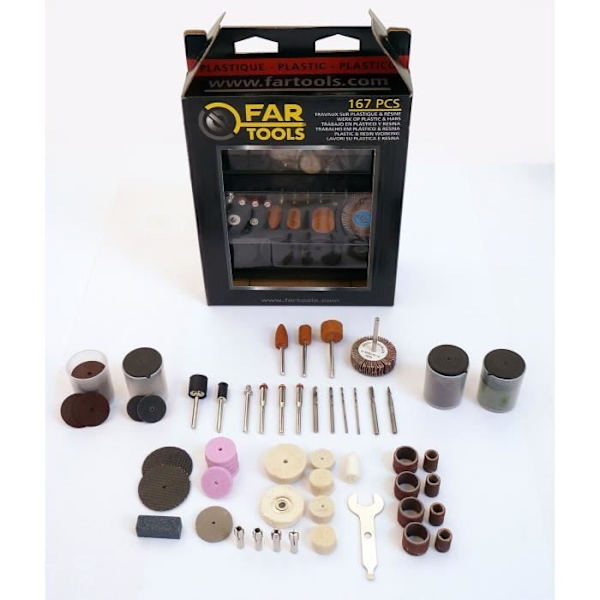 FARTOOLS Ställ in 167 tillbehör för minikvarn för plast
