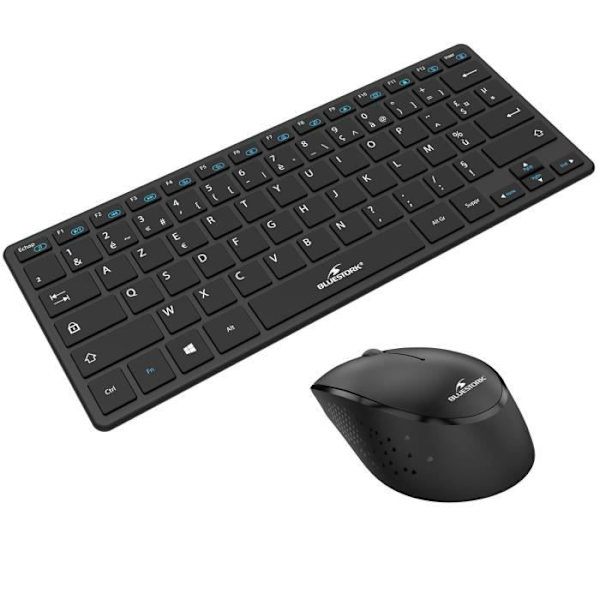 Trådlöst tangentbord och muspaket - Bluestork - No./FR - Ultra Compact - Black Pack