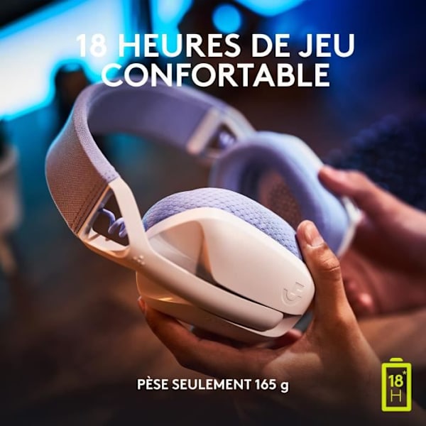 Logitech -G435 LIGHTSPEED trådlöst gamingheadset - VIT - Lätt Bluetooth med inbyggd mikrofon för Dolby Atmos, PC, PS4, PS5, mobil