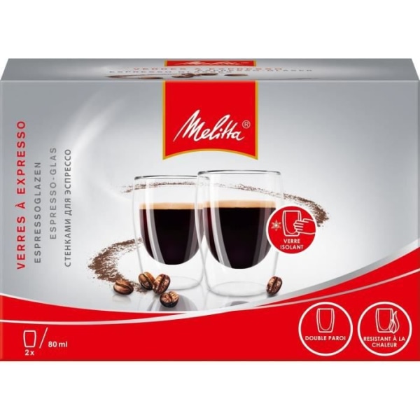 MELITTA Uppsättning av 2 glas för Expresso-kaffe 80 ml transparent