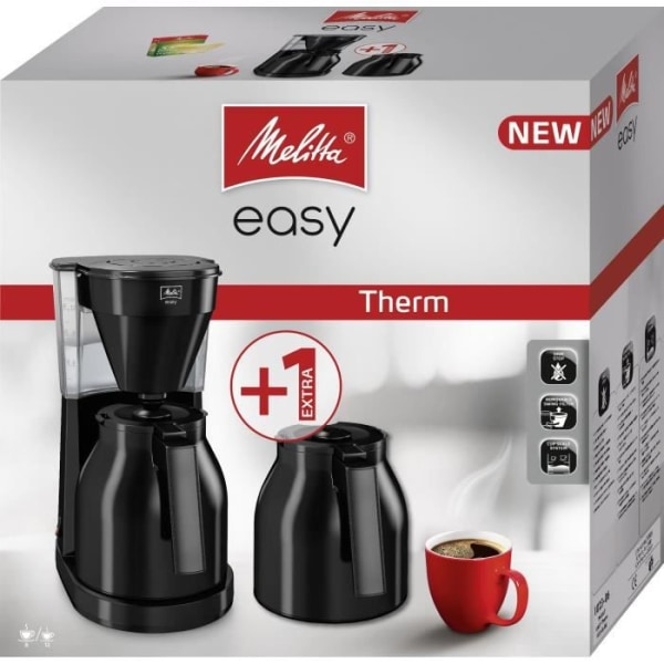 MELITTA Easy Therm II - Filter kaffebryggare 1L - 1050 W + andra kanna - Svart
