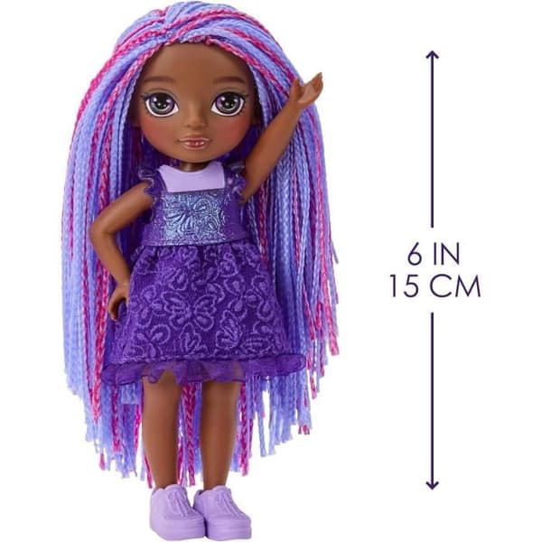 Rainbow High Littles - 15 cm docka + husdjur - mörklila - från 4 år