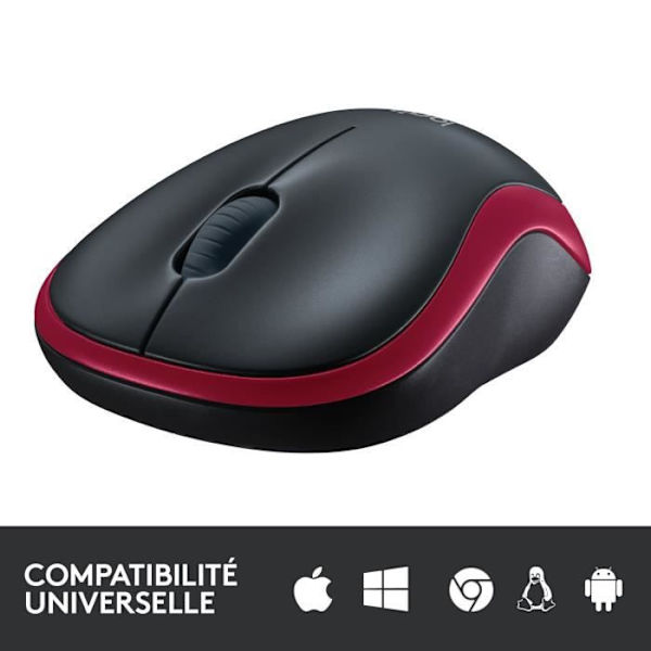 Logitech trådlös optisk mus - M185 Röd